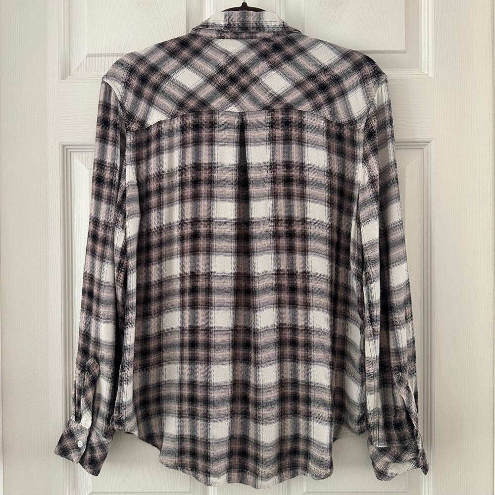 Rails Hunter Shirt Plaid Button Up Long Sleeve Ivory Coal Blush Size Medium - Picture 8 of 15
